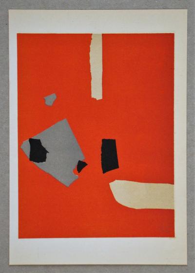 Nicolas DE STAËL (after) - Composition fond orange, 1958 - Lithographe signed and dated 2
