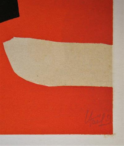 Nicolas DE STAËL (after) - Composition fond orange, 1958 - Lithographe signed and dated 2