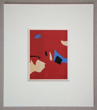 Nicolas DE STAËL (after) - Composition fond rouge, 1958 - Lithographe signed and dated 2