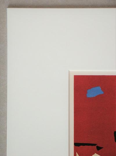 Nicolas DE STAËL (after) - Composition fond rouge, 1958 - Lithographe signed and dated 2