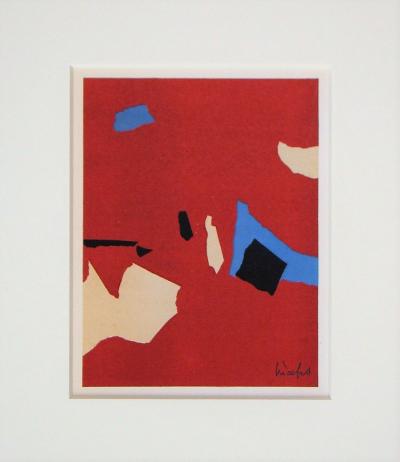 Nicolas DE STAËL (after) - Composition fond rouge, 1958 - Lithographe signed and dated 2