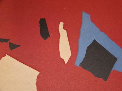Nicolas DE STAËL (after) - Composition fond rouge, 1958 - Lithographe signed and dated 2