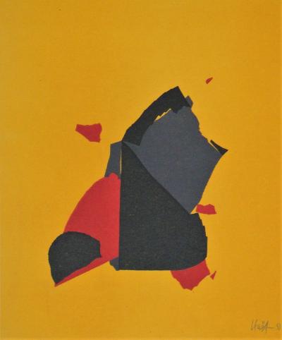 Nicolas DE STAËL (after) - Composition fond jaune, 1958 - Lithograph signed and dated 2