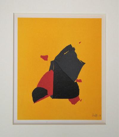 Nicolas DE STAËL (after) - Composition fond jaune, 1958 - Lithograph signed and dated 2