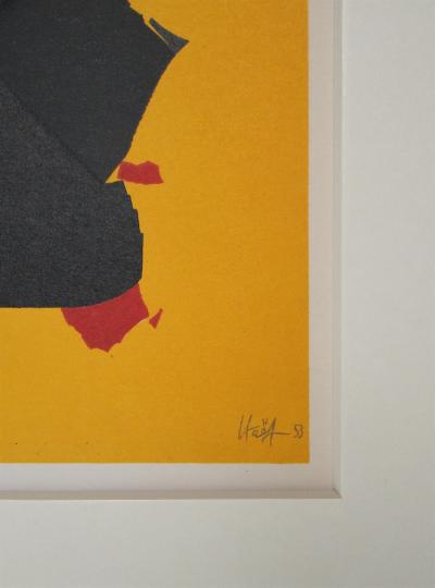Nicolas DE STAËL (after) - Composition fond jaune, 1958 - Lithograph signed and dated 2