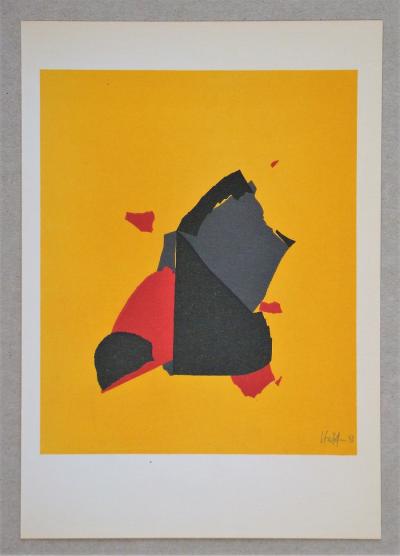Nicolas DE STAËL (after) - Composition fond jaune, 1958 - Lithograph signed and dated 2