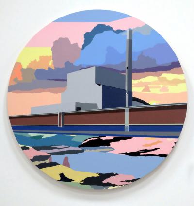 Marion SAGON - Factory and Sea Sunset, 2021 - Acrylique sur bois 2