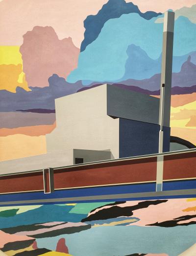 Marion SAGON - Factory and Sea Sunset, 2021 - Acrylique sur bois 2