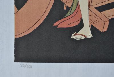 Suzuki HARUNOBU (d’après) : Le Marchand de Nouilles, 1961 - Lithographie érotique 2