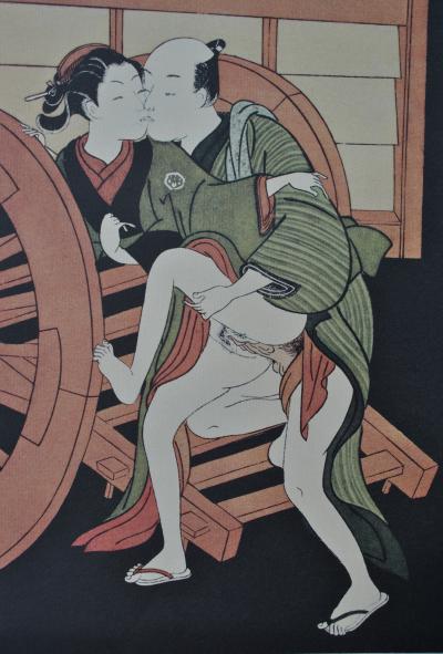 Suzuki HARUNOBU (d’après) : Le Marchand de Nouilles, 1961 - Lithographie érotique 2