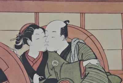 Suzuki HARUNOBU (d’après) : Le Marchand de Nouilles, 1961 - Lithographie érotique 2