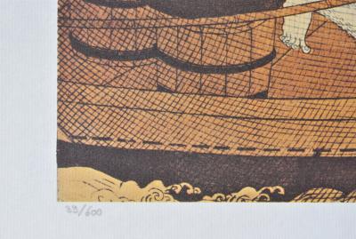 Suzuki HARUNOBU (d’après) : Le batelier, 1961 - Lithographie érotique 2