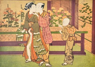 Suzuki HARUNOBU (d’après) : Les Chrysanthèmes, 1961 - Lithographie 2