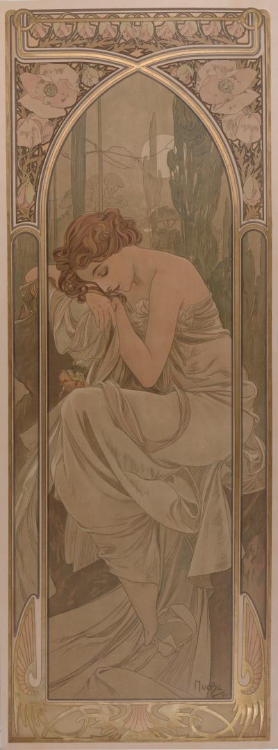 Alphonse MUCHA - Repos de la nuit, 1899 - Lithographie originale 2