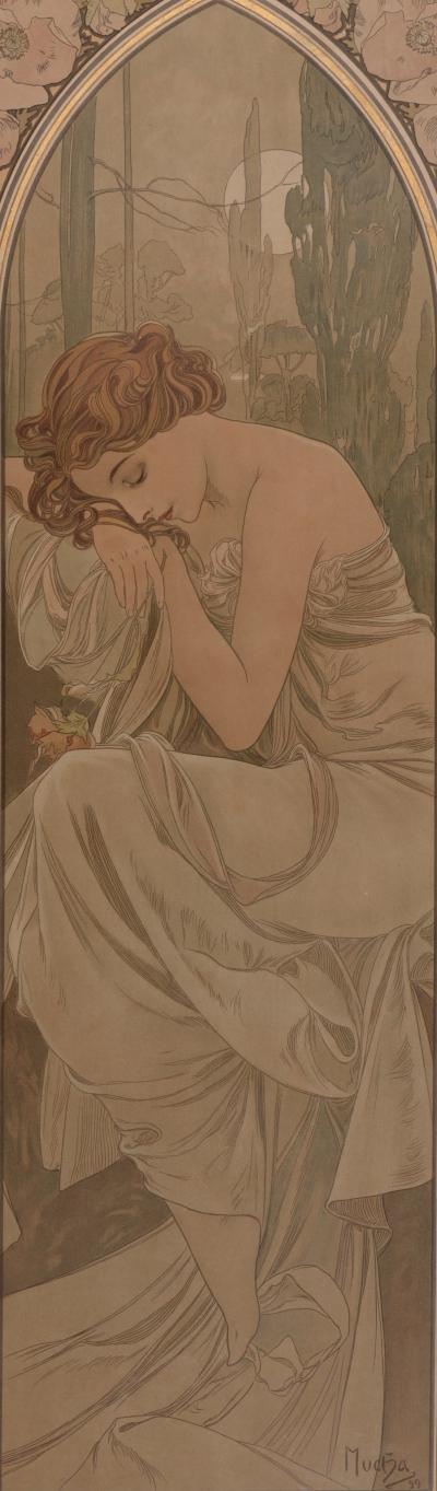 Alphonse MUCHA - Repos de la nuit, 1899 - Lithographie originale 2