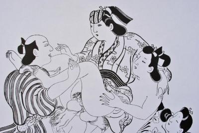 Jihei SUGIMURA (d’après) : le trio, 1961, Lithographie érotique 2