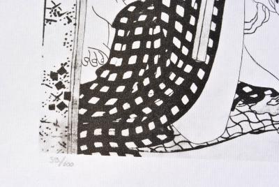 Katsushika Hokusaï (d’après) : Geisha ouverte - Lithographie érotique, 1961 2