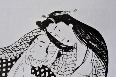 Katsushika Hokusaï (d’après) : Geisha ouverte - Lithographie érotique, 1961 2