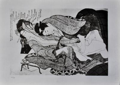 Katsushika Hokusaï (d’après) : Homme abile - Lithographie érotique, 1961 2