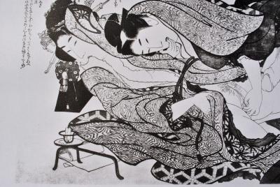 Katsushika Hokusaï (d’après) : Homme abile - Lithographie érotique, 1961 2