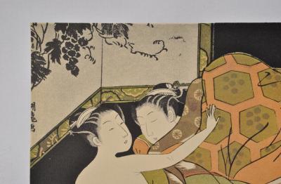Isoda KORYUSAÏ (d’après) : Trio sous la couette - Lithographie érotique, 1961 2