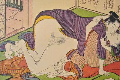 Kitagawa UTAMARO (d'après) : Amour de printemps - Lithographie érotique, 1961 2