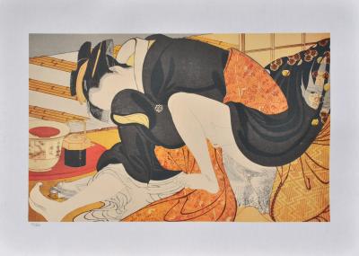 Kitagawa UTAMARO (d’après) : Uta Makoura, 1961, Lithographie érotique 2