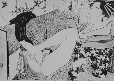 Chokosaï Yeïsho (d’après) : Au naturel - Lithographie érotique, 1961 2