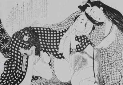 Katsushika Hokusaï (d’après) : Geisha ouverte - Lithographie érotique, 1961 2