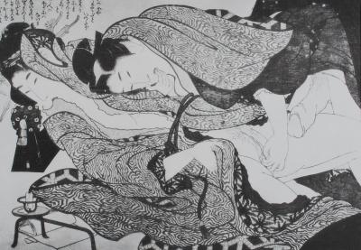 Katsushika Hokusaï (d’après) : Homme abile - Lithographie érotique, 1961 2