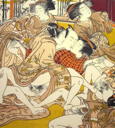 Isoda KORYUSAÏ (nach): Die Orgie - Erotische Lithographie, 1961 2