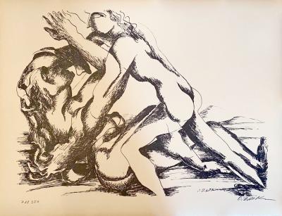Ossip ZADKINE - The Labours of Hercule - Fight against Hippolyte, queen of the Amazons, 1960 - Lithographie signée au crayon 2