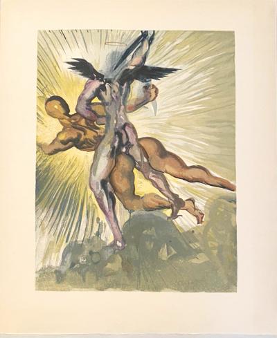 Salvador DALI - The Divine Comedy - Purgatory 08 - The guardian angels of the valley - Original etching 2