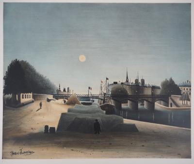 Le DOUANIER ROUSSEAU (after) - Paris: Ile de la Cité and Notre-Dame - Lithograph, Signed 2