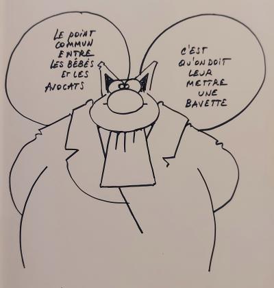 Philippe GELUCK - Le Chat : les avocats - Dessin original à l’encre, Signé 2