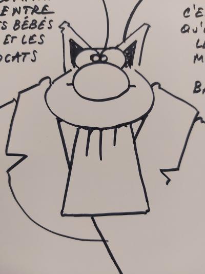 Philippe GELUCK - Le Chat : les avocats - Dessin original à l’encre, Signé 2