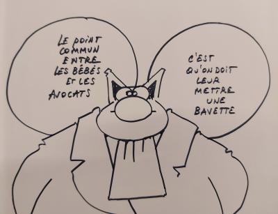 Philippe GELUCK - Le Chat : les avocats - Dessin original à l’encre, Signé 2