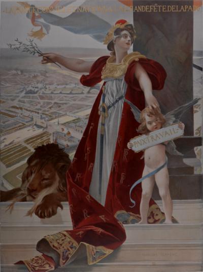 François FLAMENG - La France convie les nations à la grande Fête de la Paix, 1899 - Large lithographic poster 2