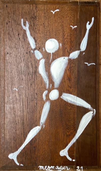 Jérôme MESNAGER  - Homme en blanc, 2021 - Gouache sur panneau de bois 2