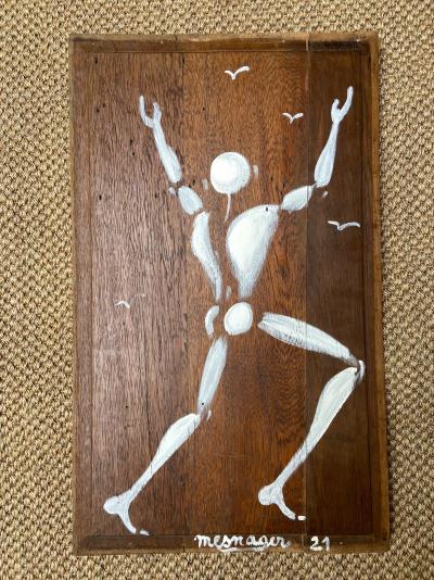 Jérôme MESNAGER  - Homme en blanc, 2021 - Gouache sur panneau de bois 2