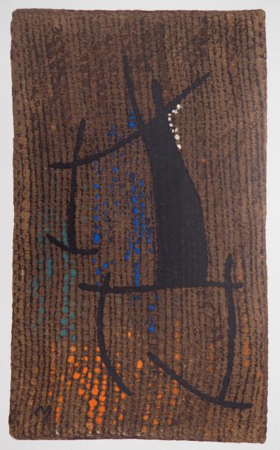Joan MIRO (d’après) - Femme au fond marron, 1965 - Lithographie, Signée 2