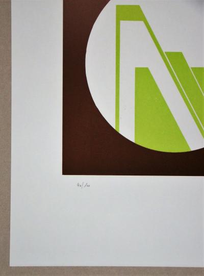 Friedrich GEILER - Concrete Composition, 1974 - Original linocut signed, dated and numbered 2