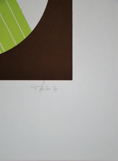 Friedrich GEILER - Concrete Composition, 1974 - Original linocut signed, dated and numbered 2