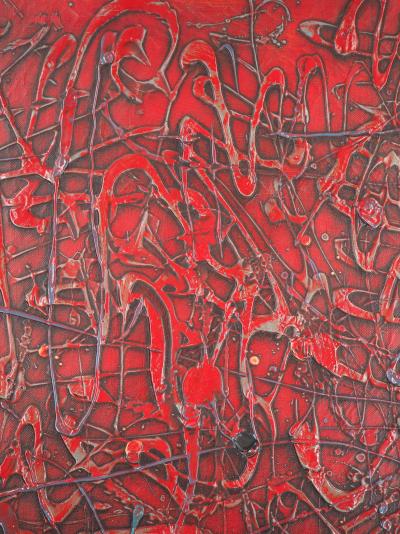 JEAN RUSTIN - Composition rouge, 1962 - Huile sur toile, Signée 2