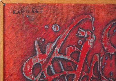 JEAN RUSTIN - Composition rouge, 1962 - Huile sur toile, Signée 2