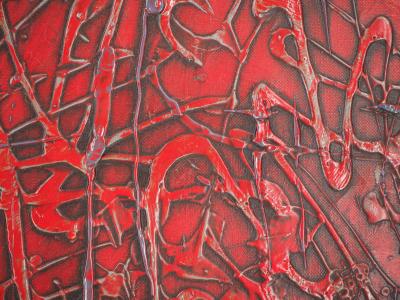 JEAN RUSTIN - Composition rouge, 1962 - Huile sur toile, Signée 2