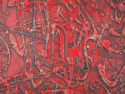 JEAN RUSTIN - Composition rouge, 1962 - Huile sur toile, Signée 2