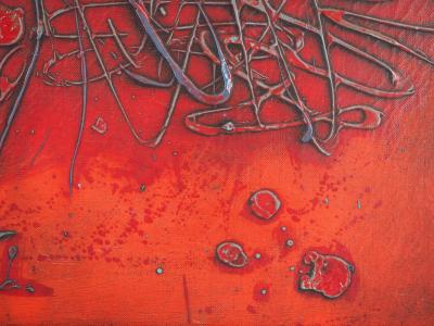 JEAN RUSTIN - Composition rouge, 1962 - Huile sur toile, Signée 2