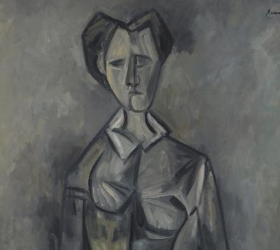 Duilio Barnabè - Demoiselle assise, 1952 - Huile sur toile signée 2