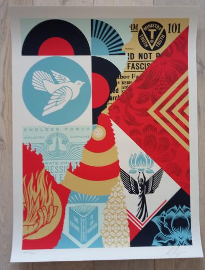 Shepard FAIREY (Obey) - The Future is Unwritten Collage, 2021 - Sérigraphie signée et numérotée 2